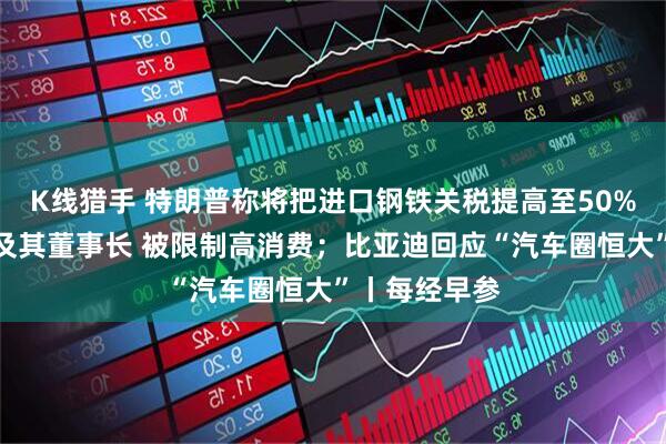 K线猎手 特朗普称将把进口钢铁关税提高至50%；永辉超市及其董事长 被限制高消费；比亚迪回应“汽车圈恒大”丨每经早参