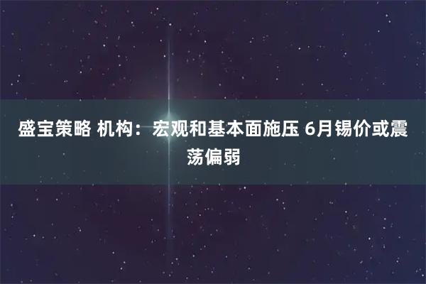 盛宝策略 机构：宏观和基本面施压 6月锡价或震荡偏弱